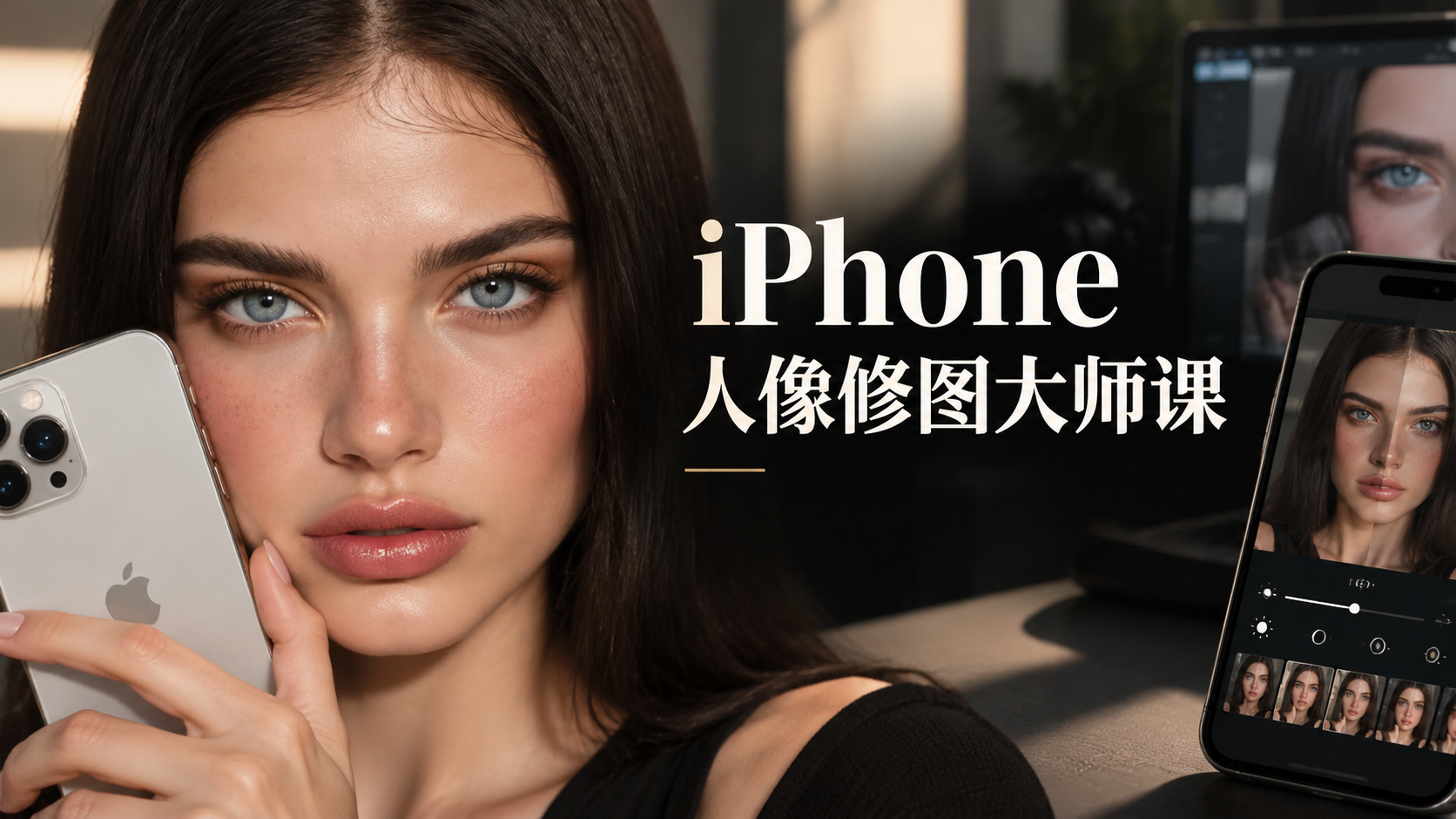 iPhone手机高端美容质感商业人像摄影修图视频课程-独家精翻中英字幕-美夕摄影