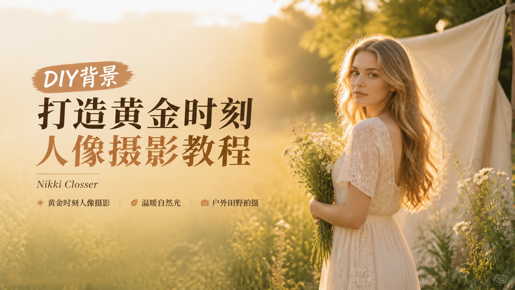 Nikki Closser-DIY背景打造黄金时刻人像摄影教程-独家精翻中英字幕-美夕摄影