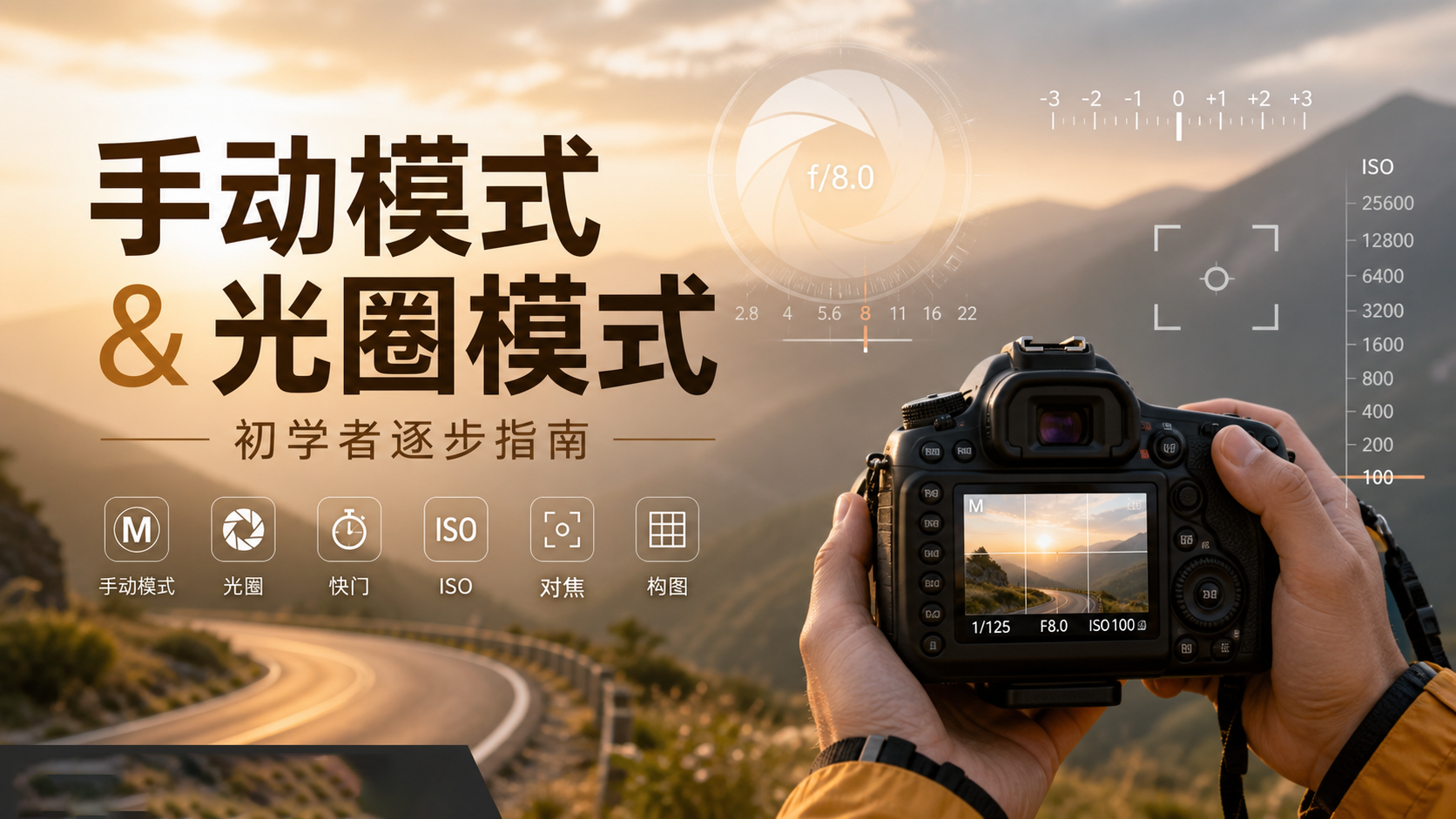 初学者手动模式和光圈模式拍摄逐步指南教程-独家精翻中英字幕-美夕摄影