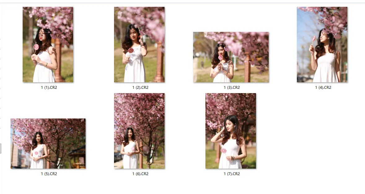图片[2]-7张樱花树下棒棒糖白裙美女RAW原图佳能6D2 CR2格式调色练习素材-美夕摄影