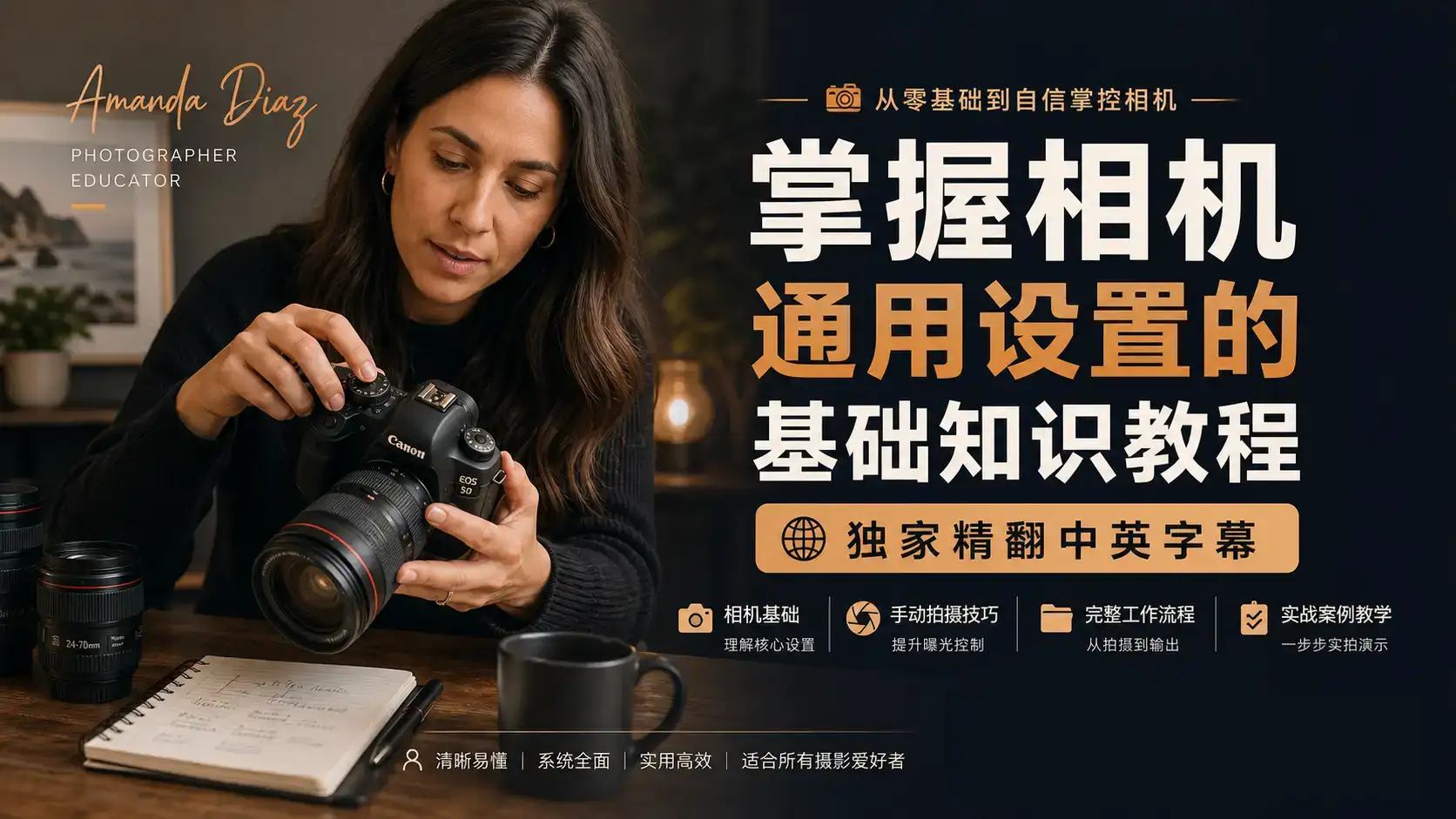 Amanda Diaz-掌握相机通用设置的基础知识教程-独家精翻中英字幕-美夕摄影