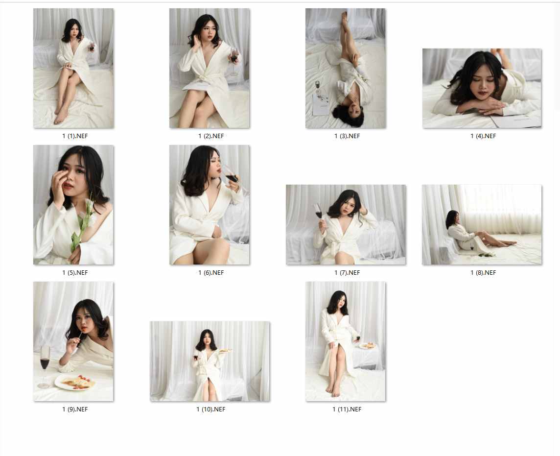 图片[2]-11张清爽白色房间睡袍美女RAW原图NEF格式人像调色练习素材-美夕摄影