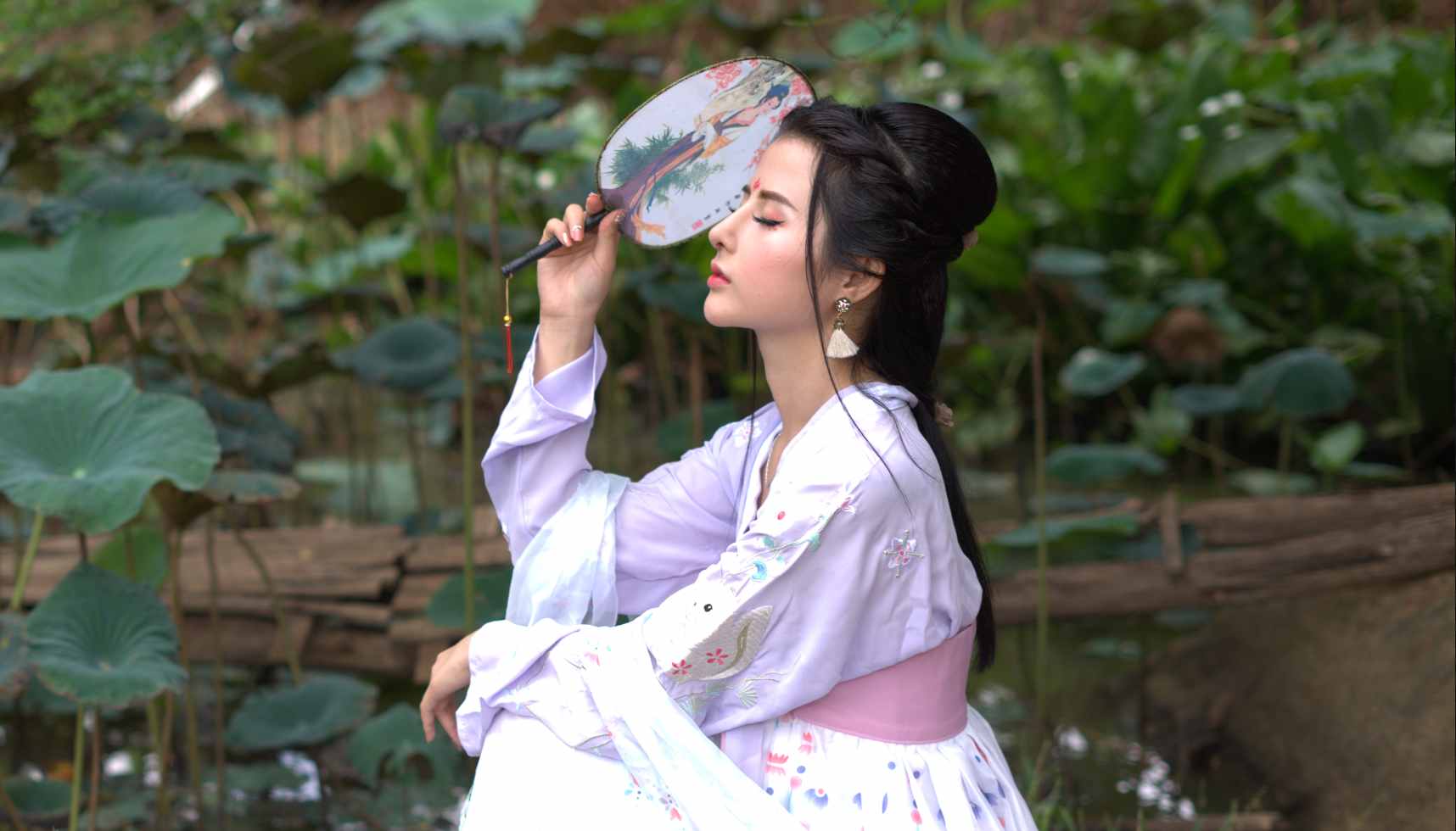 14张三生三世十里桃花RAW古装原图-唐风古装荷花美女（索尼A7M2）-美夕摄影